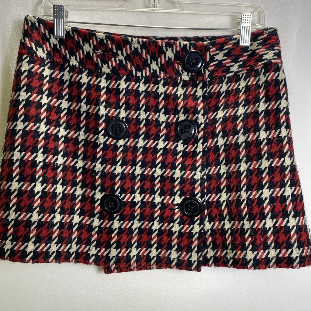 Lined Plaid Mini‎ Express Womens Skirt Wool Blend 8 Red Black